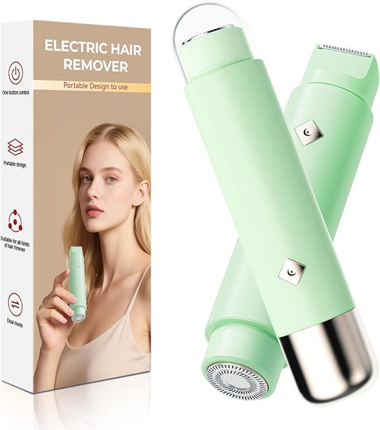Dermave Bikini Shaver - Electric Bikini Trimmer for Women, Dual Head Shaver, 2-in-1 Womens Electric Razor (Green)