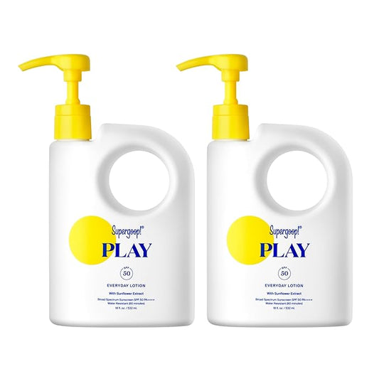 Supergoop! PLAY Everyday Lotion SPF 50 - Broad Spectrum Body & Face Sunscreen - Great for Active Days - Fast Absorbing, Water & Sweat Resistant - 18 fl oz - 2 Pack