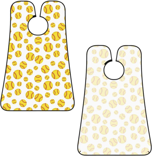 Beard Grooming Cape, Waterproof Hair Catcher for Shaving Trimming, Non-Stick Bib Apron Gifts for Dad Men, Softball Yellow Shave Bib