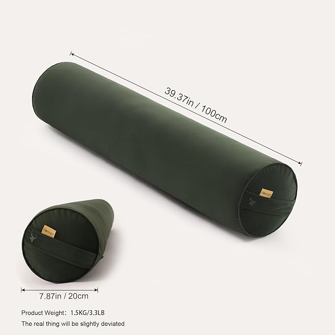 Long Round Body Pillow for Adults – Bolster Pillow for Bed, Cervical Roll Pillow, Firm Support for Sleeping,39.37 x 7.87 Inches,Jade Green