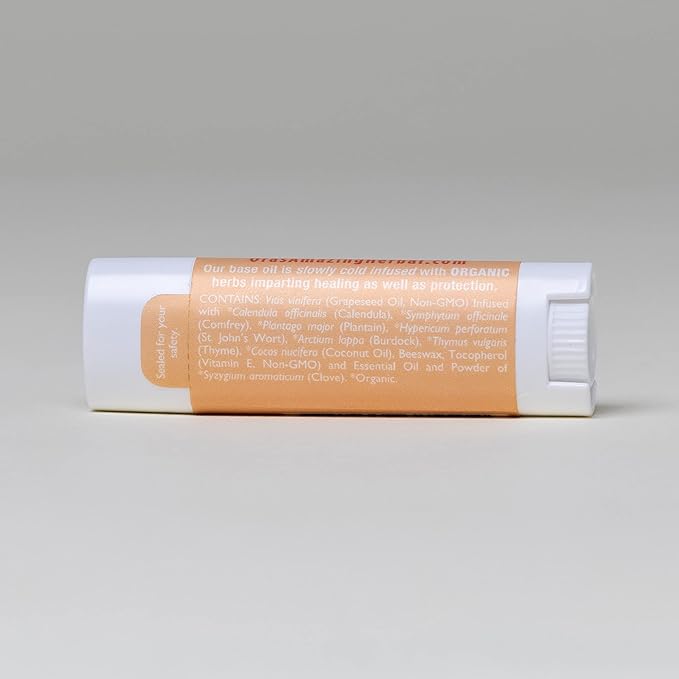 Natural Clove Lip Balm, Herbal Infused Plant Based Lip Balm With Clove Essential Oil, Calendula & More Organic Herbs, 2 pack, Ora's Amazing Herbal