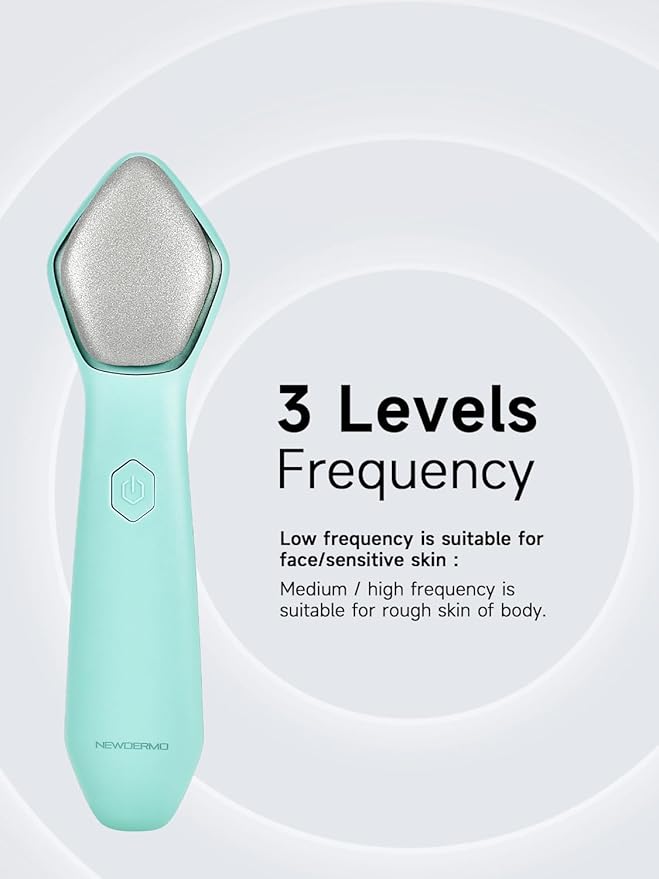 NEWDERMO Microdermabrasion Machine Pro, Large Diamond Electric Microdermabrasion Wand Tool With 3 Levels Frequency for Face Body Exfoliate Skin Care (Green)