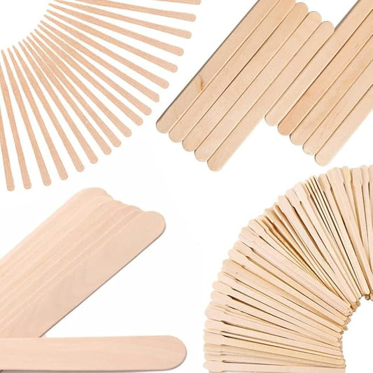 Mibly 4 Style Assorted Wooden Wax Sticks for Body Legs Face and Small Medium Large Sizes Eyebrow Waxing Applicator Spatulas for Hair Removal or Wood Craft Sticks (Pack of 1000)
