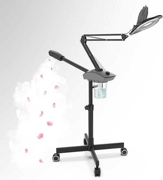 TASALON Professional 2-in-1 Facial Steamer, Ozone Face Steamer with 5X Magnifying Lamp Deep Cleaning Pore,Hot Mist Face Steamer Salon Spa Beauty Skin Care Equipment, Aroma Therapy Nozzle Included