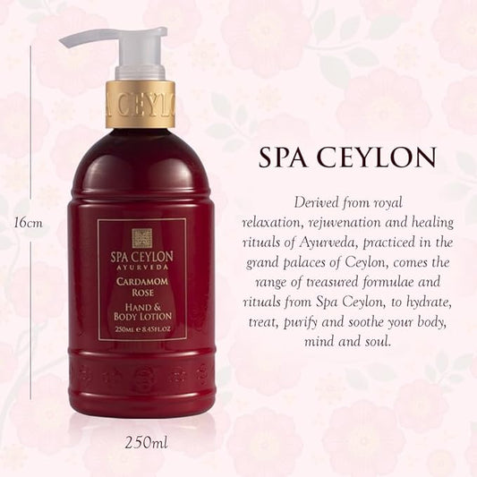 SPA CEYLON Cardamom Rose Hand & Body Lotion | Body Cream with Coconut, Almond & Himalayan Rose | Hydrating & Soothing for All Skin Types | Vegetarian & Ethical