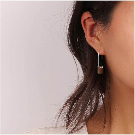 Boho Lock Hoop Earrings Safety Pin Hoop Earrings Gold Lock Huggies Hoop Earrings Personlized Padlock Earrings Jewelry for Women and Girls