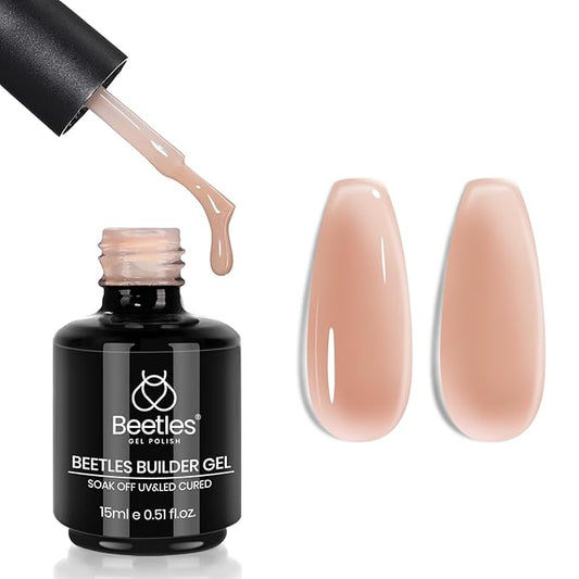 Beetles Builder Gel 7 in 1 Strengthener Gel Nail Polish Nude Color Jelly Beige for Nail Apex and Extension Cover Building Nail Salon DIY Manicure Design