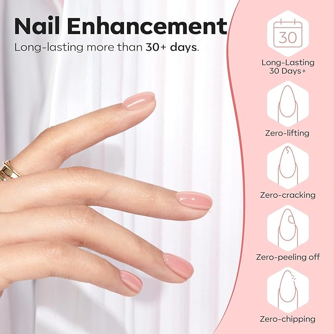 modelones Builder Nail Gel with Nail Dehydrator and Primer, 3Pcs Rose Nude Pink LED Gel Builder Polish Base Coat Acid Free Prep Dehydrate & Bond Primer for Thickening Apex Building 10ml Home DIY Salon