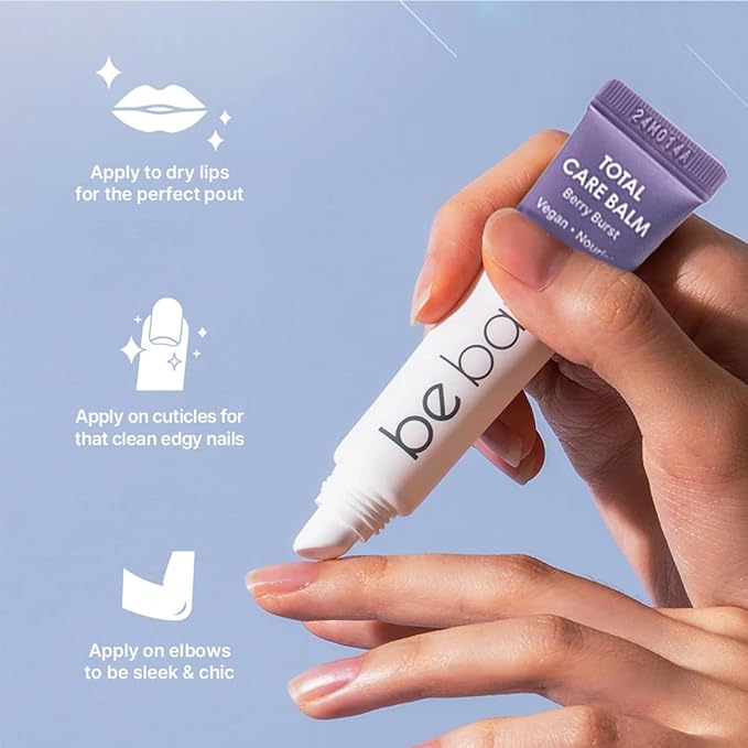 Total Care Balm Dual Pack - Berry Burst and Peachy Pleasure Nourishing Multi-Balm with Vitamin E for Moisturizing Lips, Nails, Elbows and Dry Skin (2 pc)