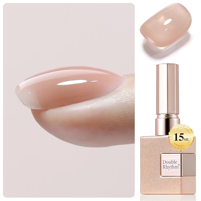 Double Rhythm Clear Gel Nail Polish 15ml Nail Strengthener in a Bottle Nail Extension Hard Gel Soak Off Long Lasting UV Gel (Light Nude 8 in 1-6)