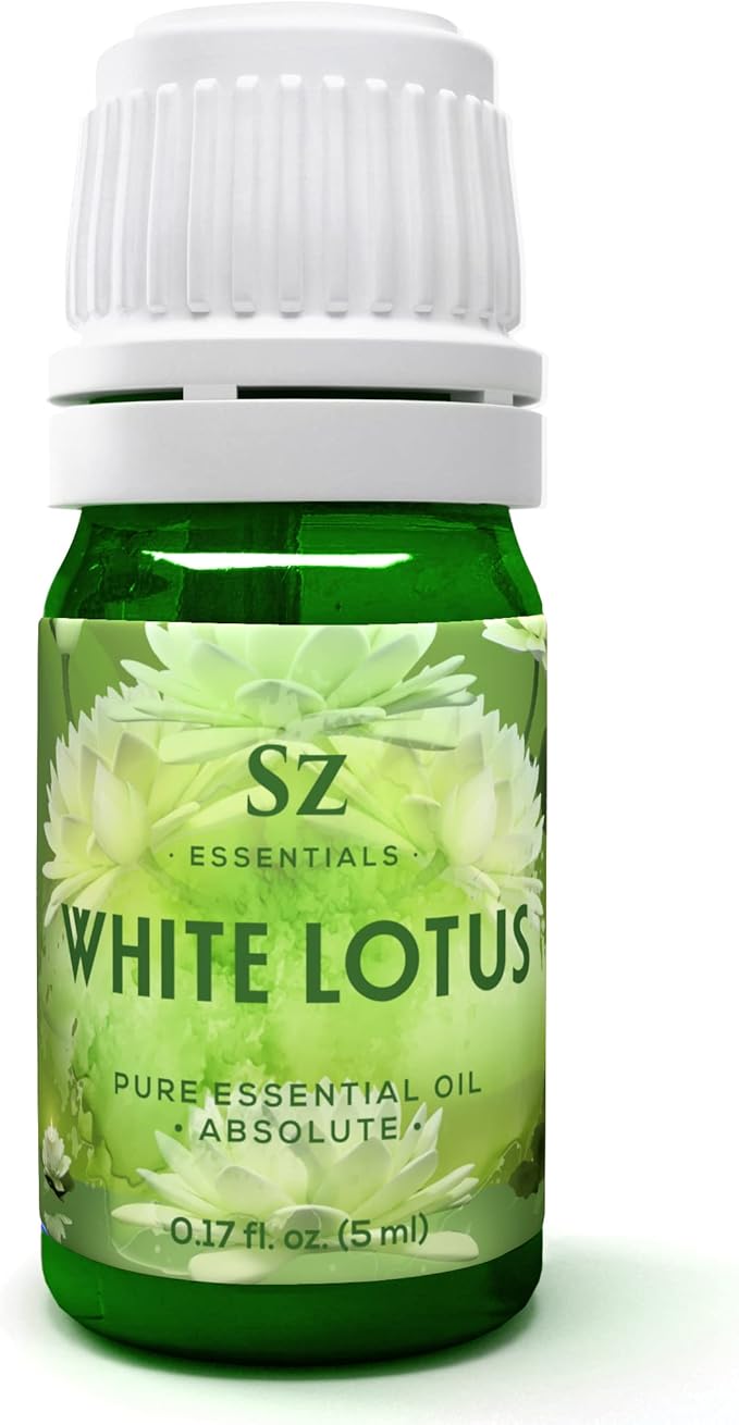 White Lotus 100% Pure, Essential Natural Oil - Extracted from Nymphaea Lotus - Rich & Sweet Scent, with Exotic Floral Overtones - Therapeutic Grade & Vegan - 0.17 fl oz (5ml)