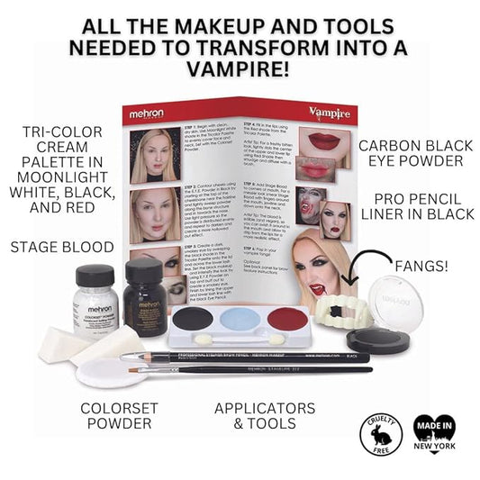 Mehron Makeup Premium Character Kits| Makeup Kits for Halloween & Cosplay| Made in the USA | Complete Makeup Kit | Includes all Makeup, Tools, & Instructions on How to Create the Look | (Vampire)