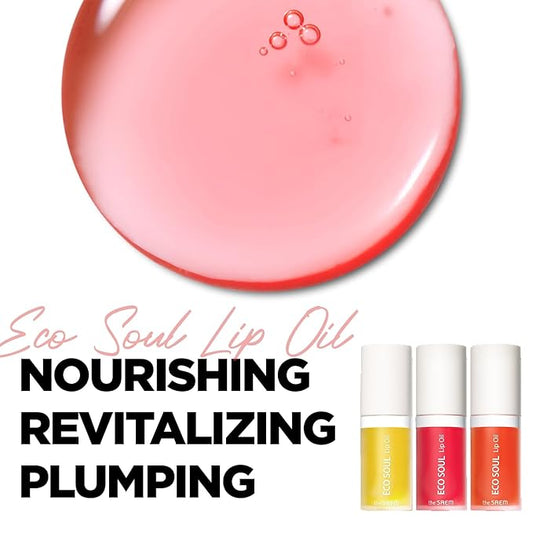 THESAEM Eco Soul Lip Oil 02 Berry - Plumping & Hydrating Lip Oil to Nourish & Moisturize Lips – Berry Extract & Rose Water - Lips Soft & Glossy for Dry Lips, 0.21 fl.oz.