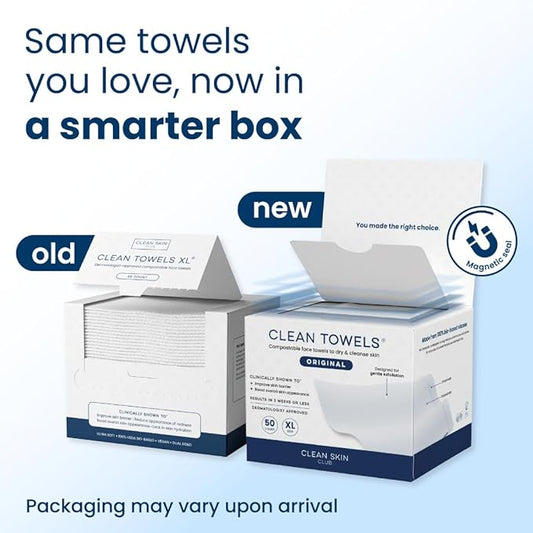 Clean Skin Club Clean Towels XL™, 100% USDA Biobased Dermatologist Approved Face Towel, Disposable Clinically Tested Face Towelette, Facial Washcloth, Makeup Remover Dry Wipes, 300 ct, 6 pack
