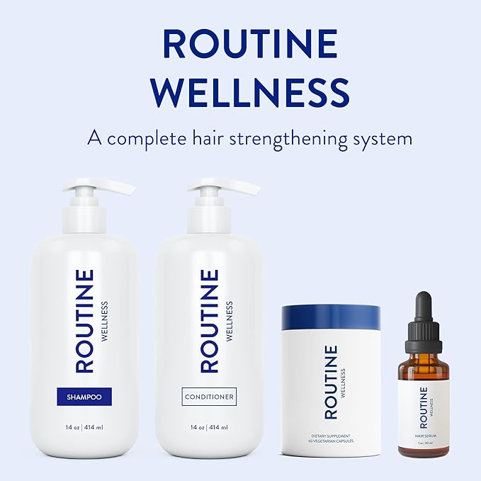 Routine Wellness Hair Growth Supplement - Clinically Proven for Thicker, Fuller Hair - Reduces Wrinkles, Fine Lines - Gluten Free, Ideal for Women & Men with Thinning Hair - 1 Bottle, 30 Day Supply
