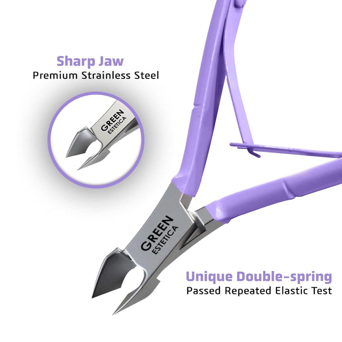 Professional Cuticle Trimmer Nail Cuticle Cutter Stainless Steel Cuticle Nippers with Sharp Blades of Cuticle Clippers Manicure Tools with Double Spring for Nail Care Pedicure Nail Tools (Purple)