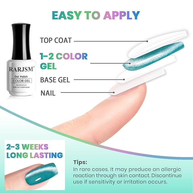 RARJSM Neon Diamond Cat Eye Gel Nail Polish Set 6 Colors Velvet Silver Glitter Bright Green Lake Blue Red Rose Purple Gel Polish with Magnet Stick UV LED Curing Requires Soak Off Home Salon Diy