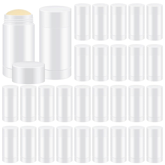 30 Pcs Empty Deodorant Containers Twist up Filling Stick Plastic Deodorant Container Refillable Bottles Bottomfill Round Lip Balm Tubes for Homemade DIY Lipstick Crayon(30 ml,White)