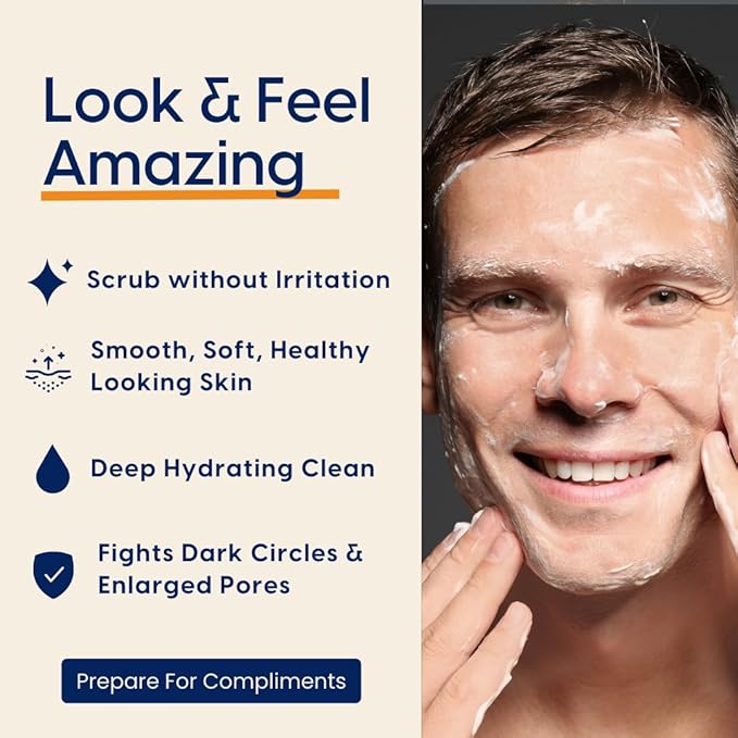 Strive - Fresh Face Jojoba Scrub - Mens Face Scrub, Fragrance Free, Smooth, Clear Skin, Refreshing with Aloe Vera, Centella Asiatica, Hyaluronic Acid & Niacinamide - For All Skin Types - 30 ML