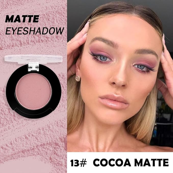 Monochrome Matte Eyeshadow Makeup Palette, Highly Pigmented Cocoa Red Color Eyeshadow Palette,Matte Pressed Powder Eye shadow Makeup,Single Vegan Eye Shadow,Daily Evening Women Girls Eyeshadow Gift13#