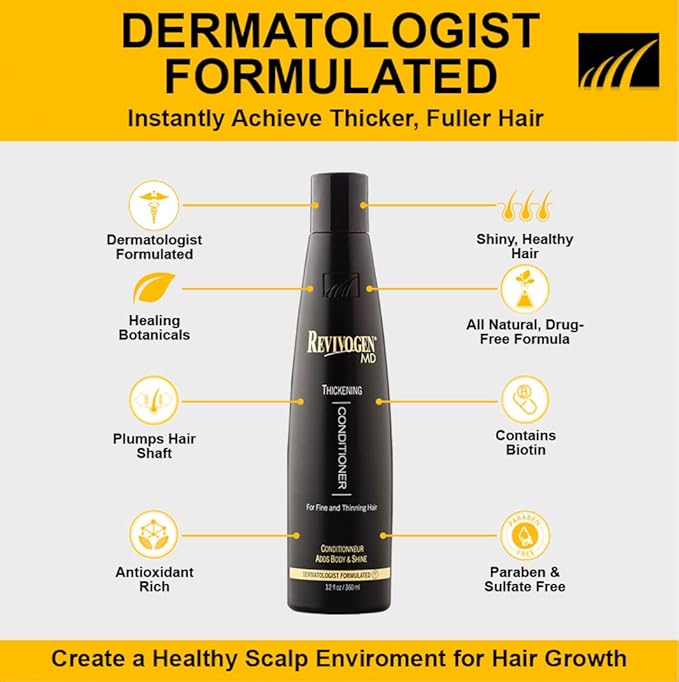 Revivogen MD Thickening Conditioner, Conditioner for Thinning Hair, Hair Loss Conditioner, Thickening Conditioner Men/Women, Conditioner for Hair Loss, 12 Fl oz