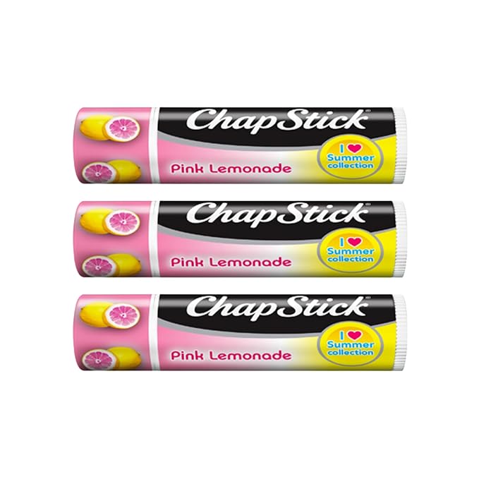 Pink Lemonade Chapstick 3-Pack. Includes Bonus Lip Balm Holder Keychain (Pink). Limited Edition Flavor from the Chapstick I Love Summer Collection, Unique Gift Bundle from Tiny Seed