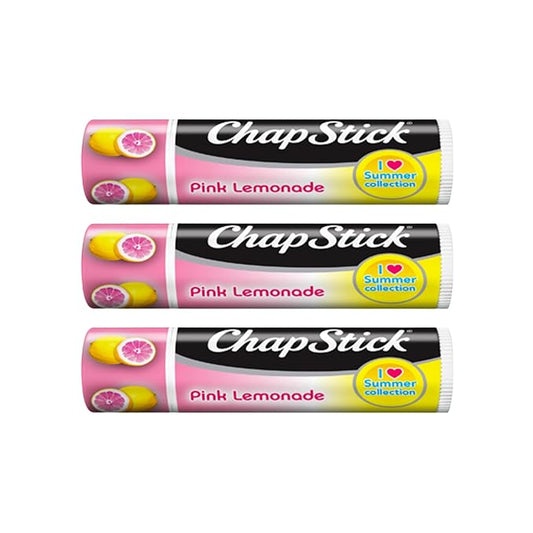 Pink Lemonade Chapstick 3-Pack. Includes Bonus Lip Balm Holder Keychain (Pink). Limited Edition Flavor from the Chapstick I Love Summer Collection, Unique Gift Bundle from Tiny Seed