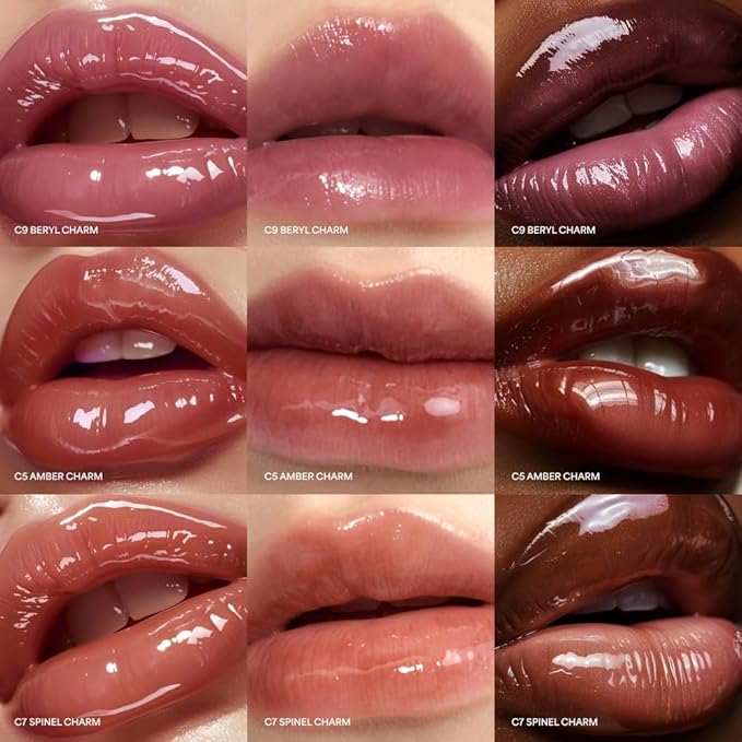 ENTROPY Makeup 2-in-1 Charm Shiny Glowy Lip & Cheek Gloss Tint Keychain, High Pigment Glossy Lip Color & Plumping Gloss, C2 Water Rose Charm