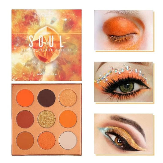 docolor Eyeshadow Palette 9Colors Orange Eyeshadow Gemstone Shadow Palettes Highly Pigmented Mattes Shimmers Smokey Glitter Cream Colorful Powder Blendable Long Lasting Waterproof Makeup Palette