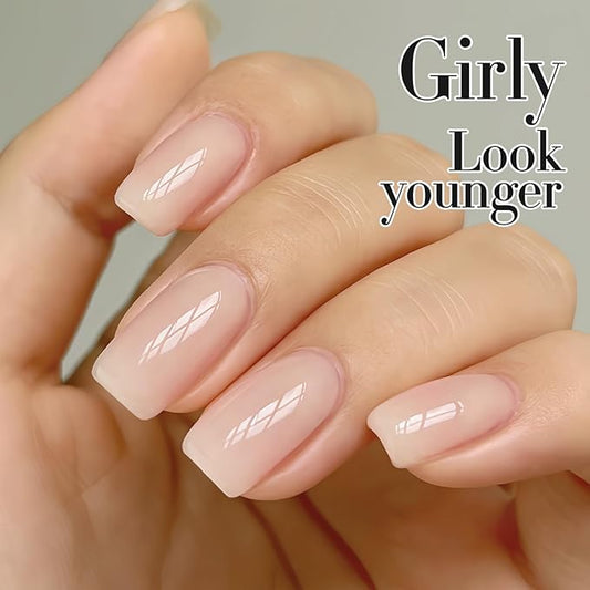 Double Rhythm 0.50 OZ Translucent Gel Polish Same Color Same Bottle Sheer Pastel Neutral Natural Milky 15 ML Jelly UV Nail Art DIY at Home (Beige Nude-A1511)