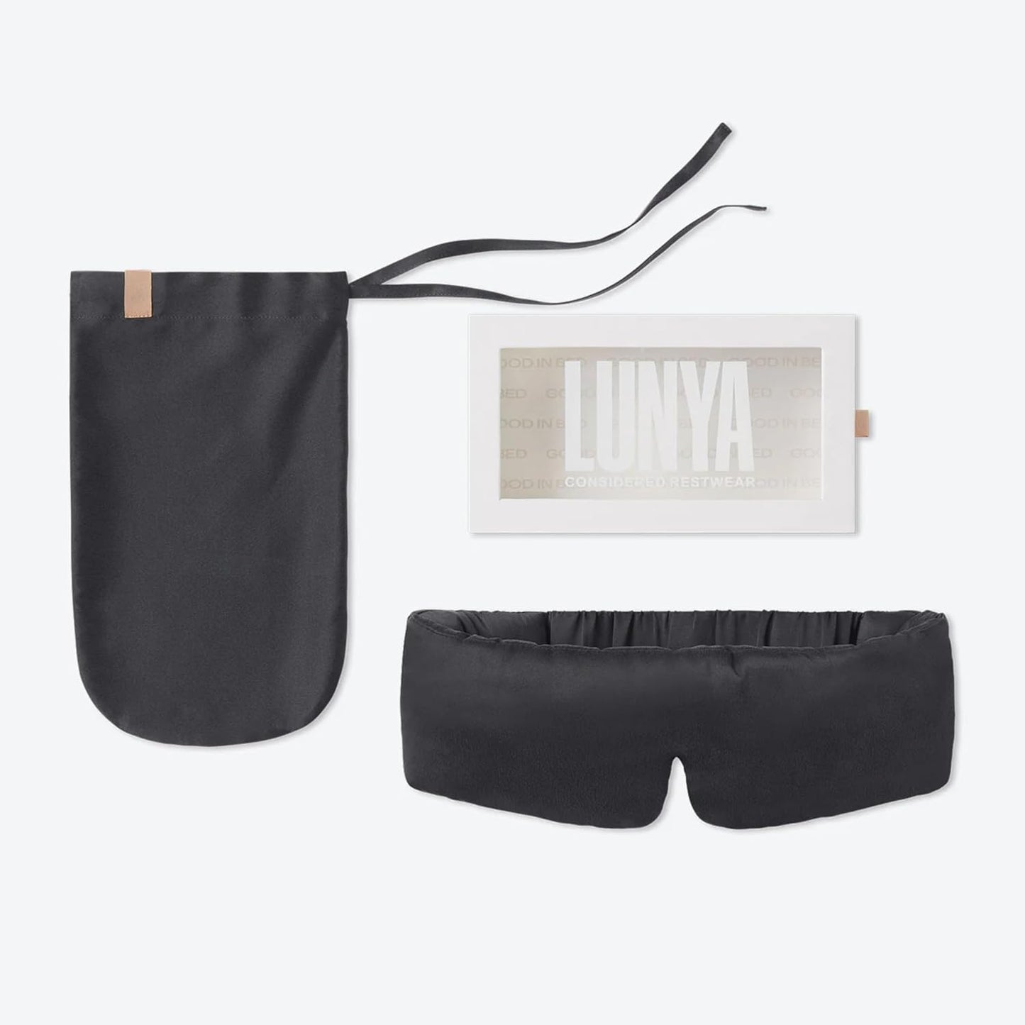 Lunya Sleep Mask with Box - Washable Silk Sleeping Mask and Headband for Beauty Routines - Thermoregulating Comfort for Restful Nights - Silk Eye Mask for Women - Small - Meditative Grey