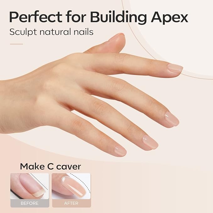 modelones 8-in-One Builder Nail Gel, Neutral Nude Builder for Thickening, LED Lamp Cured Hard Strengthener Extension Color Base Rhinestone Glue Gel Polish in a Bottle for DIY Home Salon