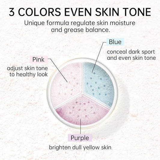 CATKIN Poreless Finish Loose Setting Powder Makeup, Translucent Natural Shimmer Finishing Makeup for All Skin Tones, 3 Colors Even Skin Tone – 0.42 oz Includes Velour Puff