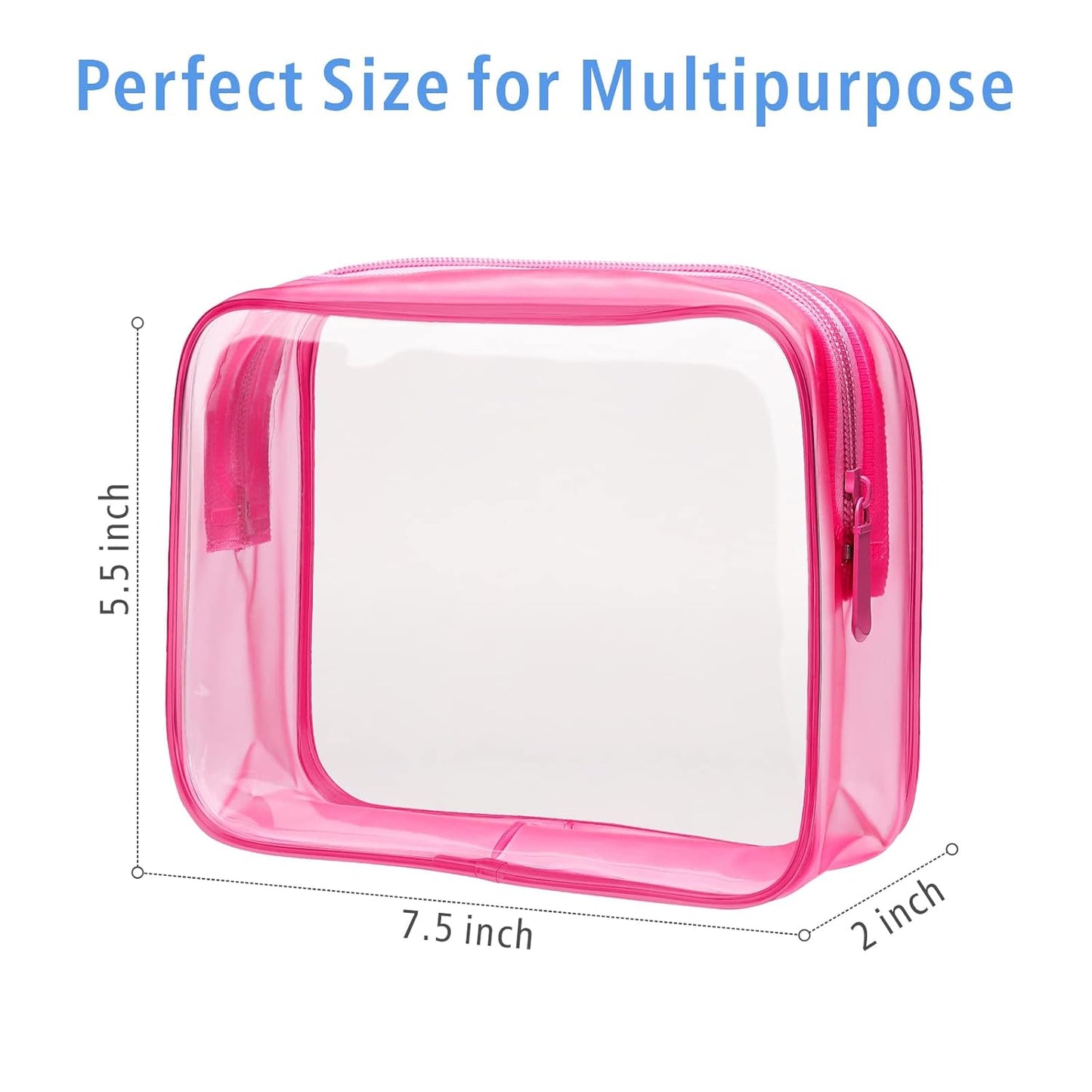 PACKISM Clear Makeup Bags - 3 Pack TSA Approved Clear Travel Bags for Toiletries, Carry on Toiletry Bag TSA Approved Toiletry Bag, Matte Rose Red