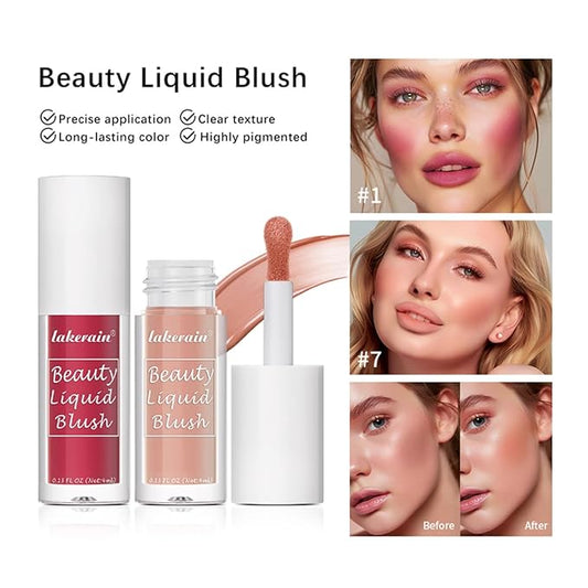 Liquid Blush for Cheeks Makeup Face Blush, Weightless Cream Formula, Smudge Proof Long-Wearing Pigmented Blush, Natural Look Makeup Face Blushes, Shimmer Finish, Dainty - 06# Vibrant orange