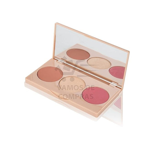FARMASI Makeup Face Palette, Trio Eyeshadow, Long Lasting Face Sculpting, Blush and Highlighter Powder, Glow Contour Shadow Bronzer, All Skin Types, 0.52 oz. / 15 g (3 in 1 Face Palette)