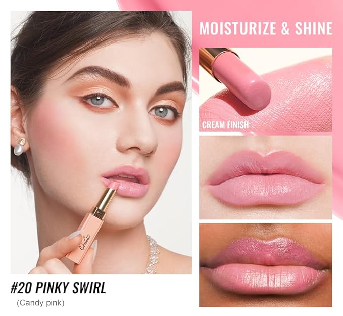 Oulac Moisturizing Shine Lipstick For Women Christmas Set 3PCS, 2 in 1 Tinted Lip Balm for Winter, Hydrated Juicy and Glossy Lip Color for Dry, Cracked and Chapped Lips, Vegan 10+15+20