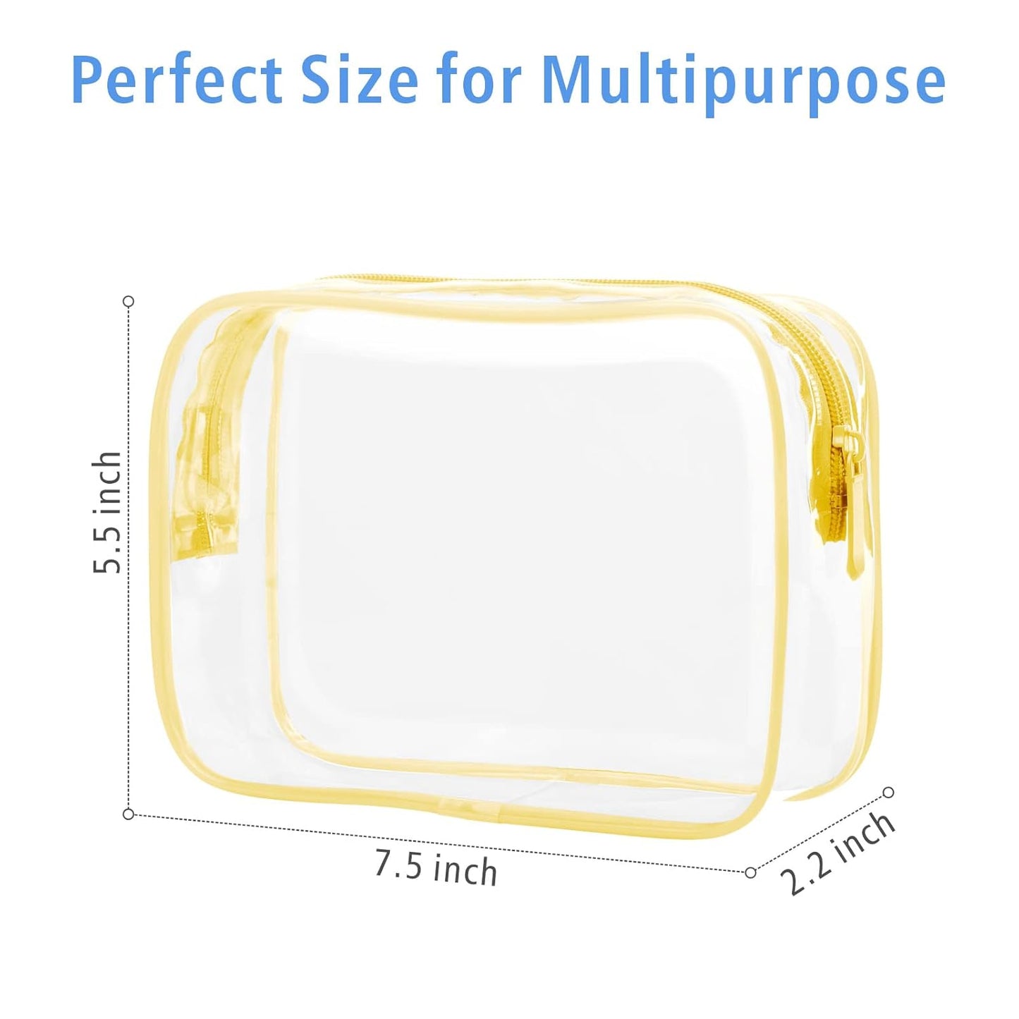 PACKISM Clear Toiletry Bag - 3 Pack TSA Approved Toiletry Bag Quart Size Bag, Travel Makeup Cosmetic Bag for Women Men, Carry on Airport Airline Compliant Bag, Yellow