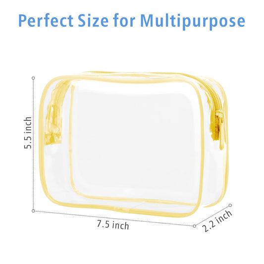 PACKISM Clear Toiletry Bag - 3 Pack TSA Approved Toiletry Bag Quart Size Bag, Travel Makeup Cosmetic Bag for Women Men, Carry on Airport Airline Compliant Bag, Yellow