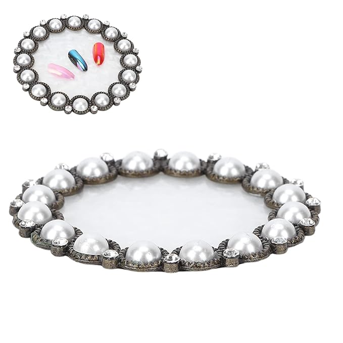 Polish Mix Palette, Resin Nail Art Display Board Cosmetic Nail Mixing Palette Color Mixing Nail Art Tips Display Plate(Copper)