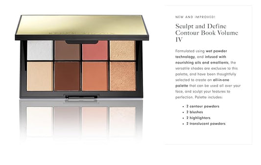 Kevyn Aucoin Sculpt and Define Contour Book Volume 4: All-in-one makeup artist palette compact. Defines facial features. Eyes, cheekbone, nose & jawline. Highlighters to glow. All skin tones & shapes.