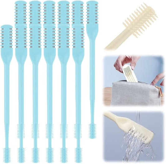 Nasal Hair Cutter, 2025 Upgraded Double Sided Noses Hairs Knife, 360° Rotating Portable Manual Nose Hair Trimmer, Noses Hairs Remover for Women Men Travel Essentials (Blue, 12 Pcs)