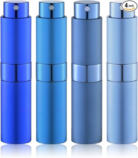 Travel Perfume Bottle Refillable - Cologne Spray Atomizer Mini - Small Travel Size Sprayer Empty for Refill Sample Container - Portable Fragrance Decant Dispenser for Men Women 8ml 4PCS Blue