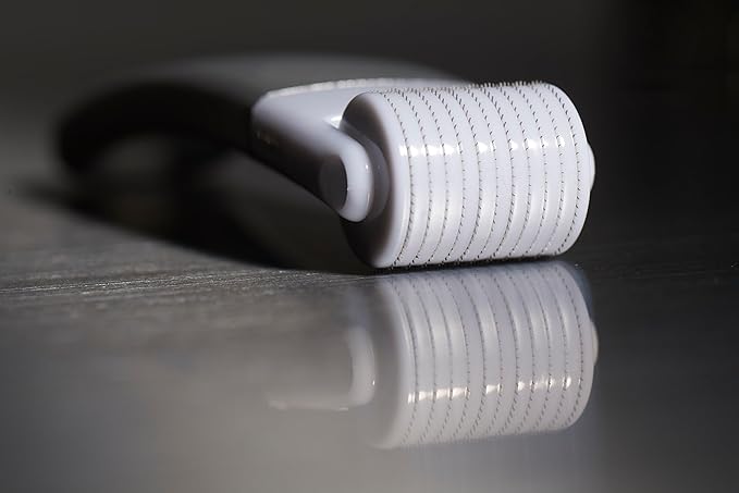 StackedSkincare Microneedling Roller with Replaceable 0.2mm Stainless Steel Needle Head - Gentle Micro Needle Roller for Face, Scalp & Body - Ergonomic Aluminum Handle for Smooth, Even, Radiant Skin