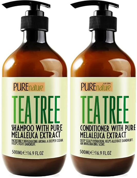 Tea Tree Oil Shampoo and Conditioner Set - Sulfate and Paraben Free Treatment for Oily Hair and to Help Reduce Your Itchy and Dry Scalp - Healthy Anti Dandruff Formula for Men and Women