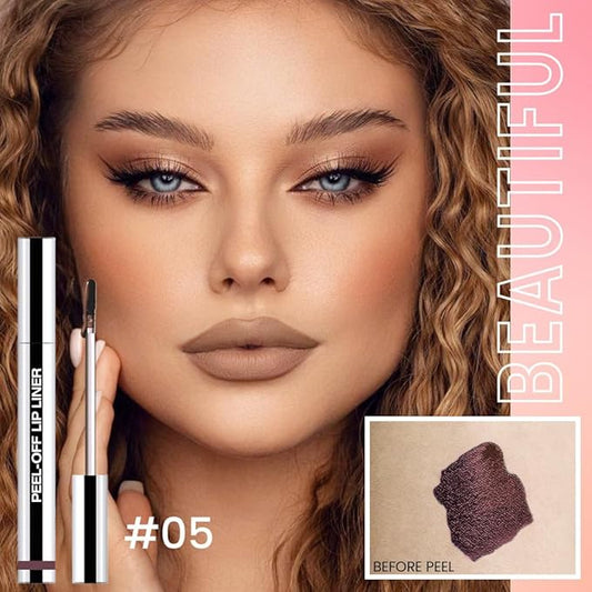 Matte Lip Gloss Stain-Peel Off Lip Liner Tattoo, Dark Brown Lip Tint，Long Lasting Peel Off Lip Stain, Waterproof Transfer-proof Lip Mask Lip Liner Peel Off Lip Gloss,Stayn Lip Makeup. #05