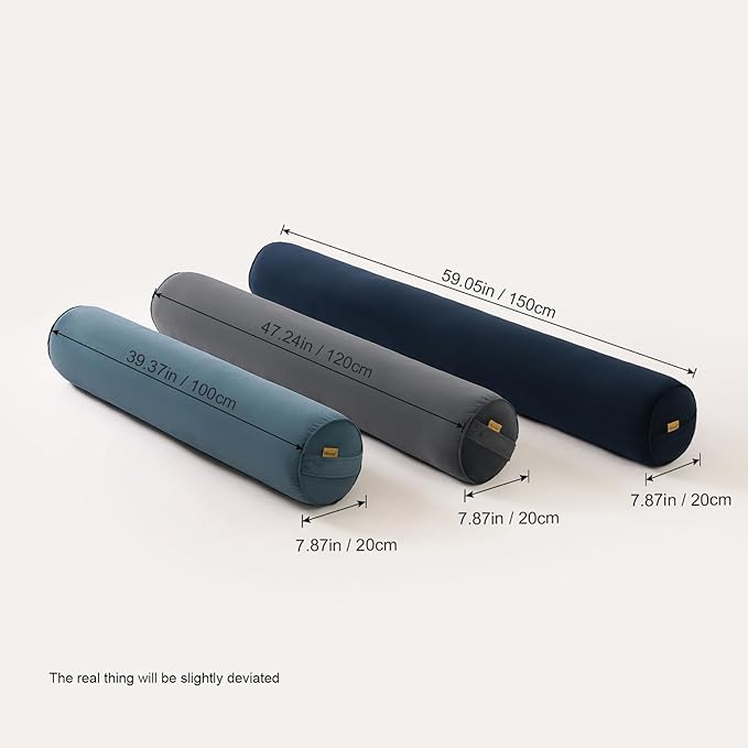 Long Round Body Pillow for Adults – Bolster Pillow for Bed, Cervical Roll Pillow, Firm Support for Sleeping,39.37 x 7.87 Inches,Slate Blue