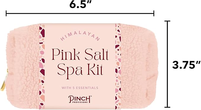 Pinch Provisions Himalayan Pink Salt Spa Kit, Spa Accessories & Essentials for Self-Care & Beauty, Includes Himalyan Salt Massager & Exfoliating Glove, Spa Set Gift, Multi-Functional Cosmetic Bag