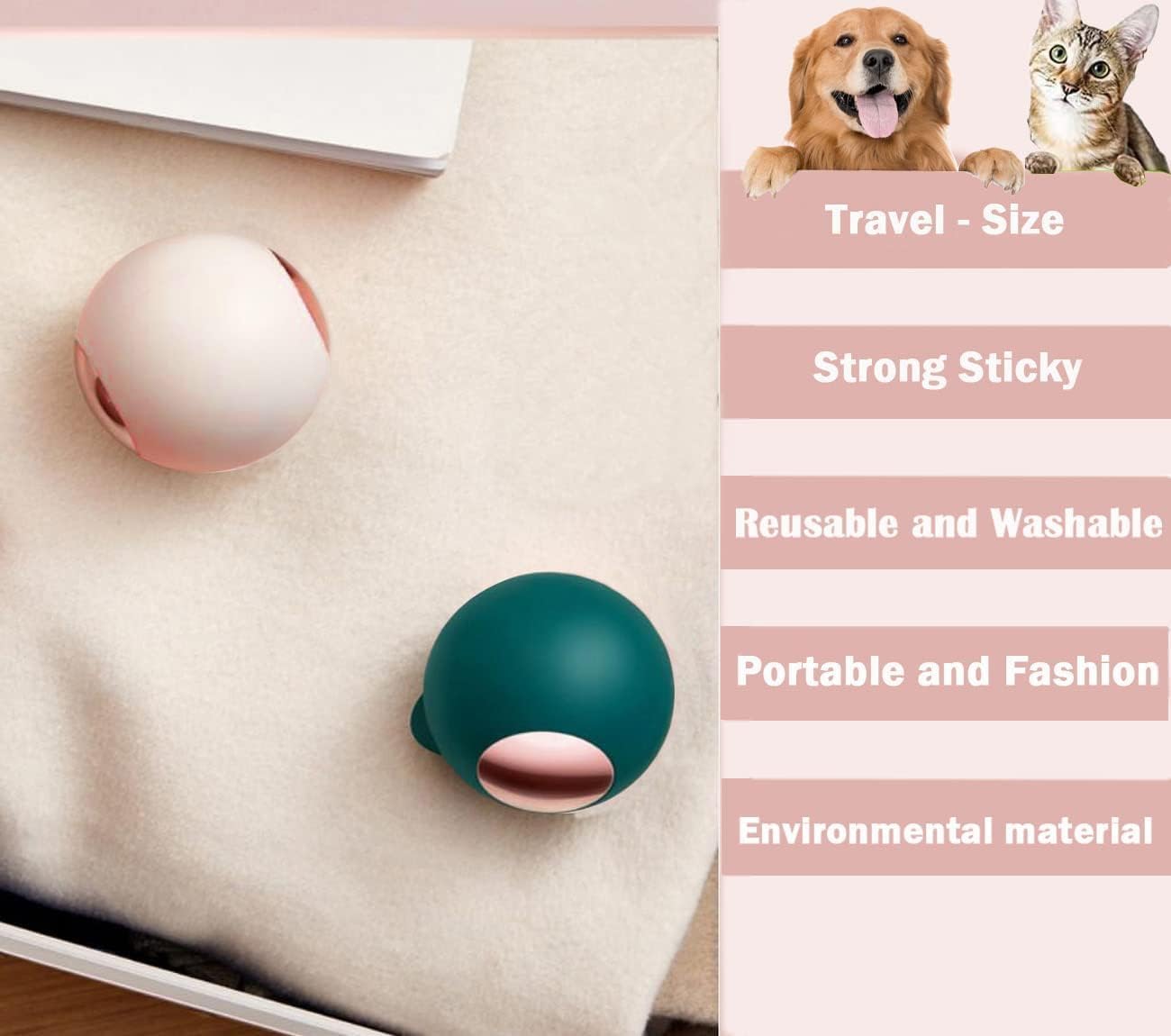 CALMTEE Reusable Gel Lint Roller Ball, Sticky Washable lint Roller Portable Small Dog Cat Pet Hair Lint Remover Tool for Clothes, Pocket Traveling Essentials