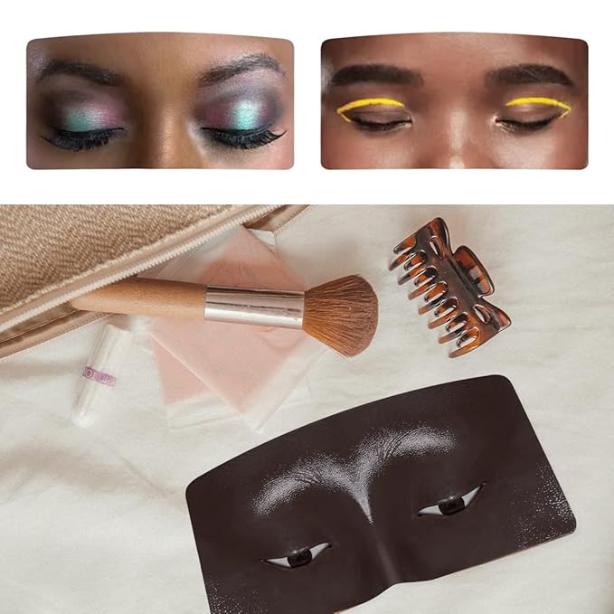 Makeup Mannequin Face, 3D Silicone Makeup Practice Face/Makeup Mannequin Face, Come with Makeup Brush, Makeup Removal, Cleanser&a Velour Bag, for Professional Makeup Artists/Beginners